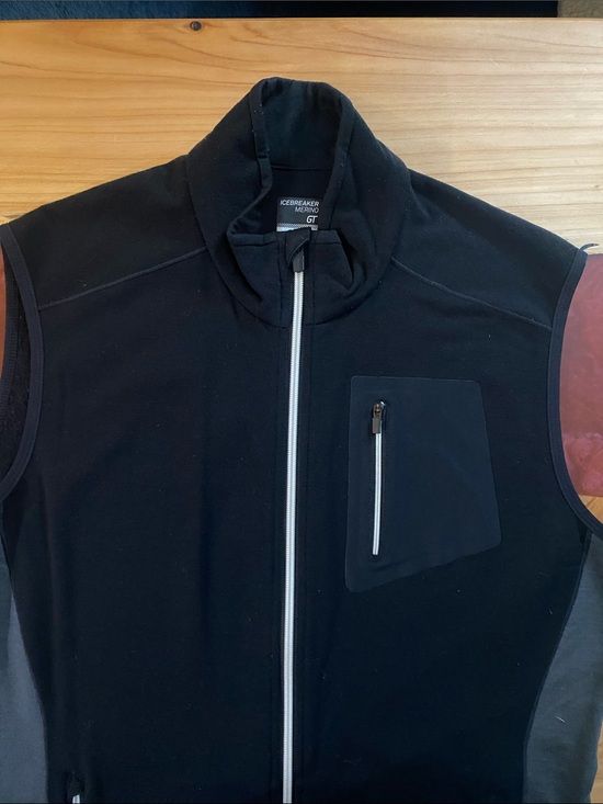 Icebreaker Other - Icebreaker Black Merino Wool Full-Zip Vest with Chest Zip Pocket and side panels